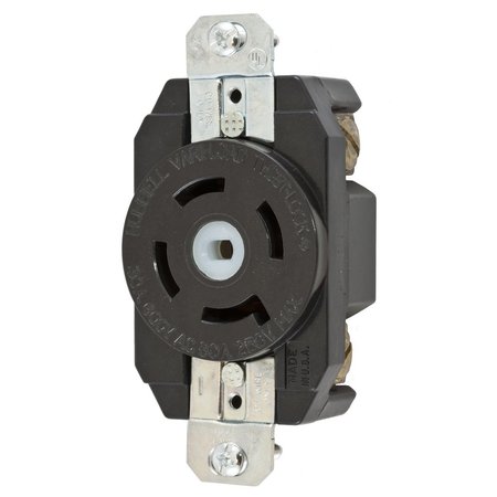 HUBBELL WIRING DEVICE-KELLEMS Locking Devices, Twist-Lock®, VariLoad, Flush Receptacle, 30A 250V DC/600V AC, 4-Pole 5-Wire Grounding, Non- NEMA, Screw Terminal, Unique Center Pin HBL45105
